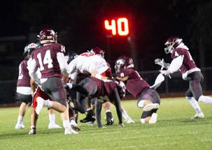 Mustang outside linebacker Charles Slothower (44) will be among the defensive players tasked with slowing down Goddard's potent rushing offense tonight.