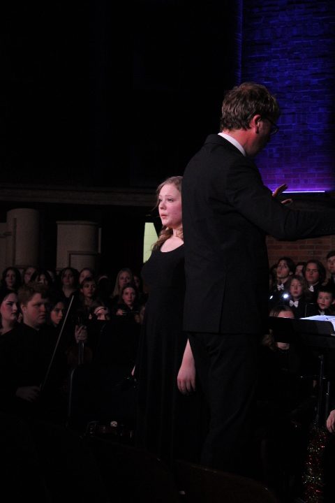 Senior Brynn Shaft sings solo at Joyous Noel