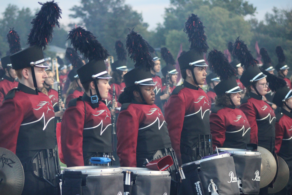 Mustang marching band performs at Homecoming football game