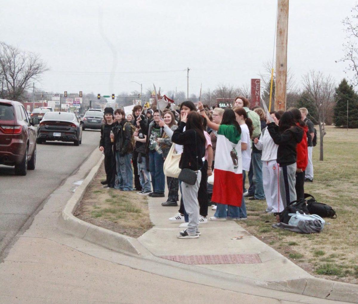 Central students protest on Crawford St. in front of school